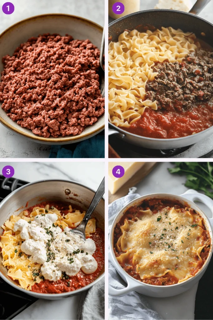 Quick and Cheesy One-Pot Lasagna for Effortless Dinners-Instructions