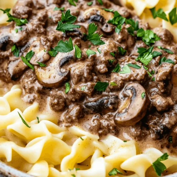 Ground beef stroganoff