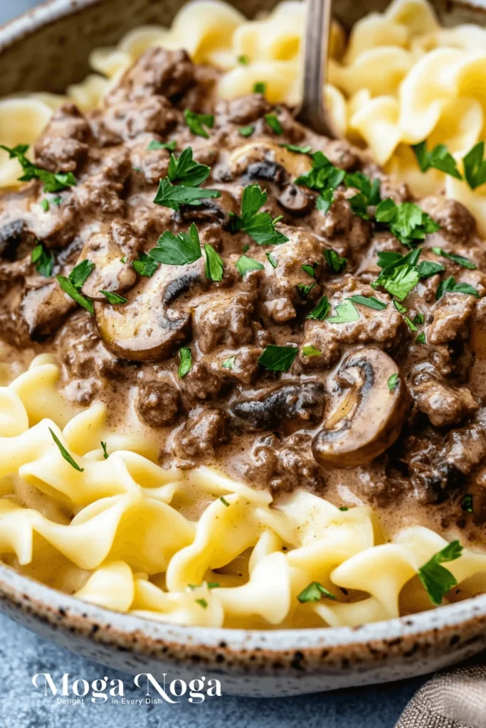 Ground beef stroganoff