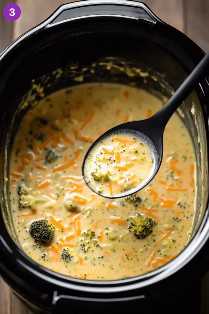 Easy Broccoli Cheddar Soup Crock Pot Recipe-3