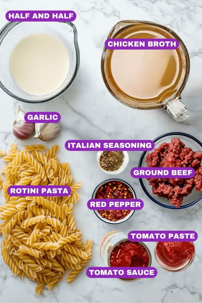 one-pot beef and pasta meal-Ingredients