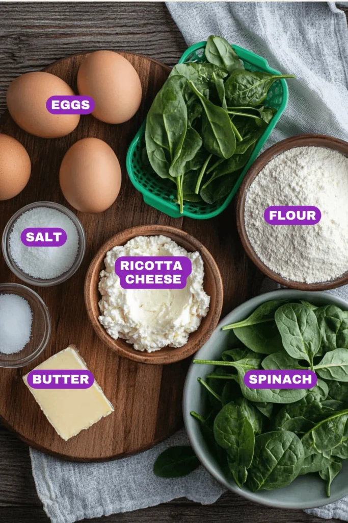 spinach and cheese ravioli-Ingredients