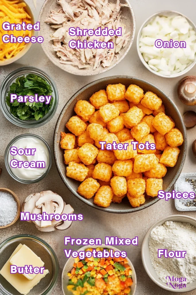 Cheesy Tater Tot Casserole-Ingredients