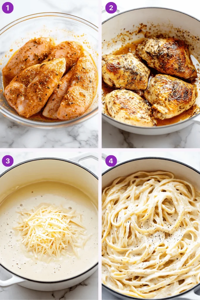 chicken fettuccine alfredo-Instructions