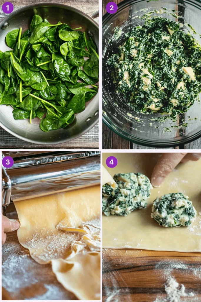 spinach and cheese ravioli-Instructions