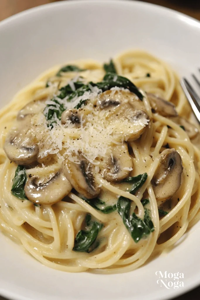 creamy mushroom and spinach pasta-1