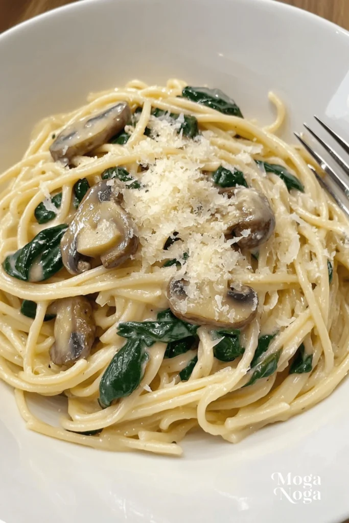 creamy mushroom and spinach pasta-2