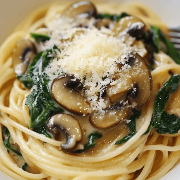 creamy mushroom and spinach pasta