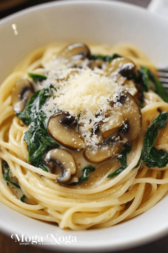 creamy mushroom and spinach pasta