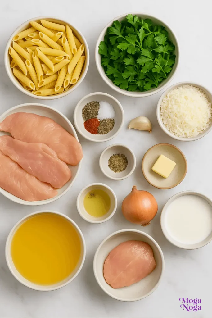garlic parmesan chicken pasta-Ingredients
