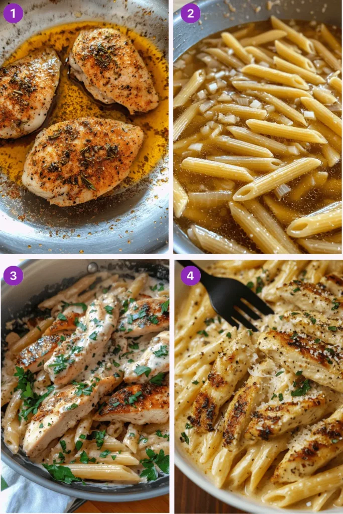 garlic parmesan chicken pasta-Instructions