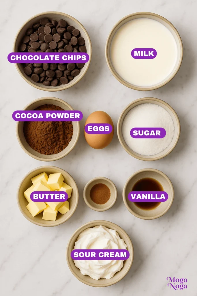 triple chocolate mousse cake-Ingredients