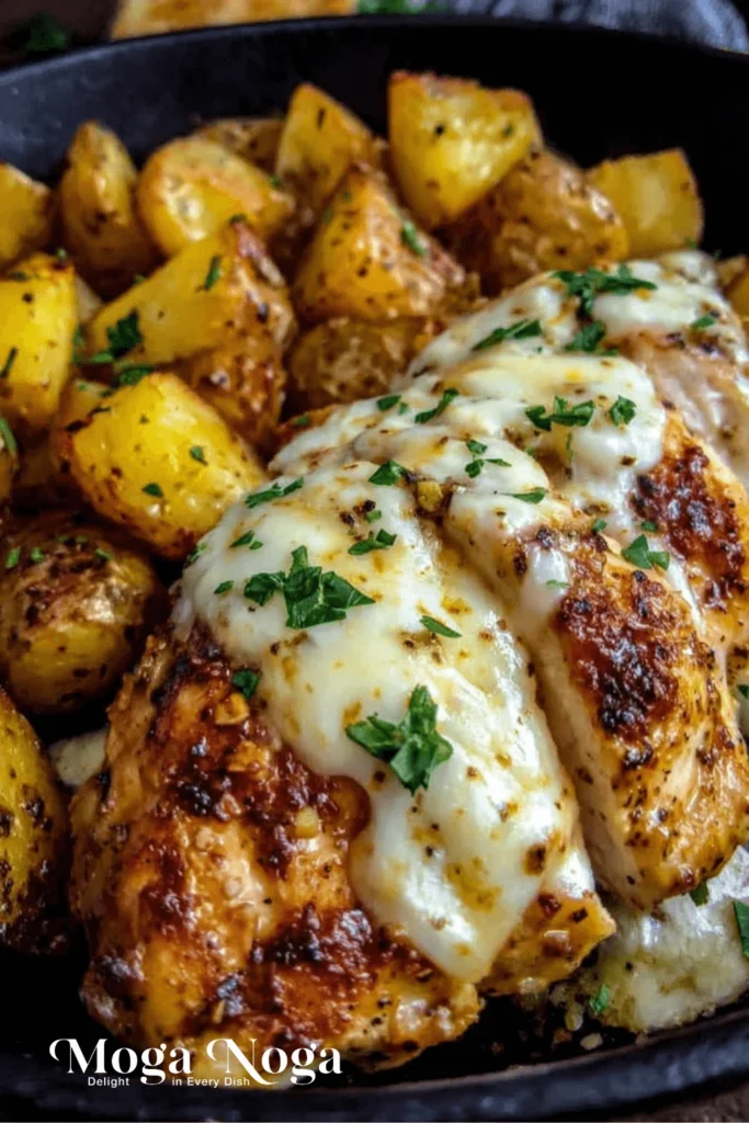 Garlic parmesan chicken and potatoes