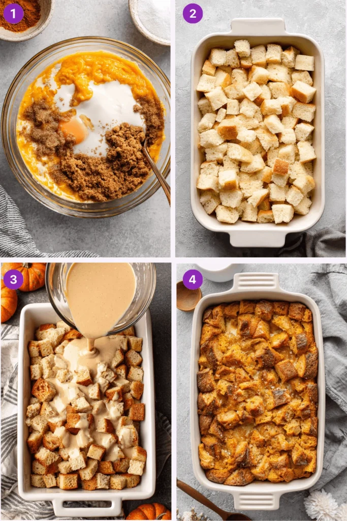 Pumpkin Bread Pudding-Instructions