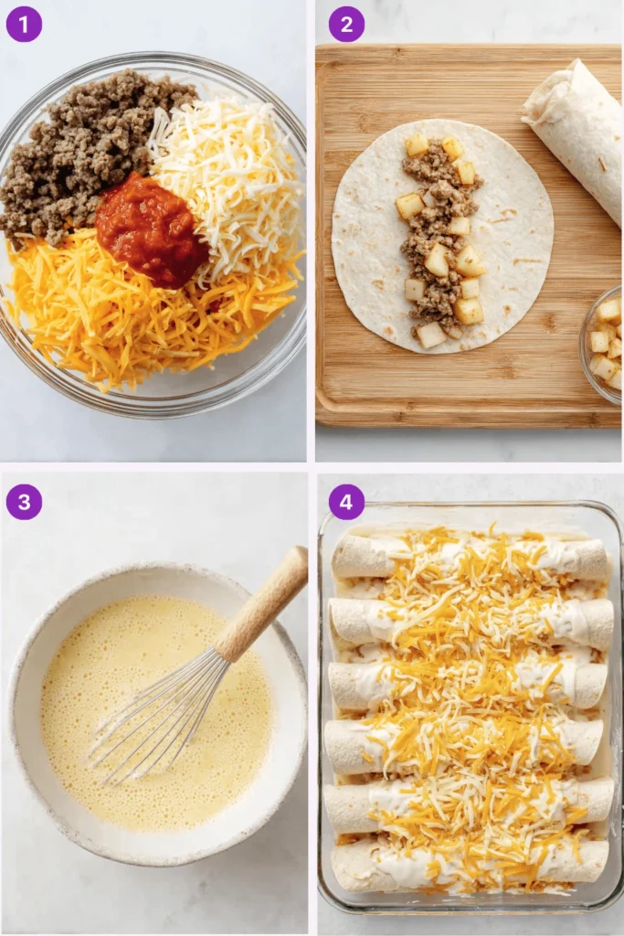 Breakfast Enchiladas with Sausage Gravy-steps