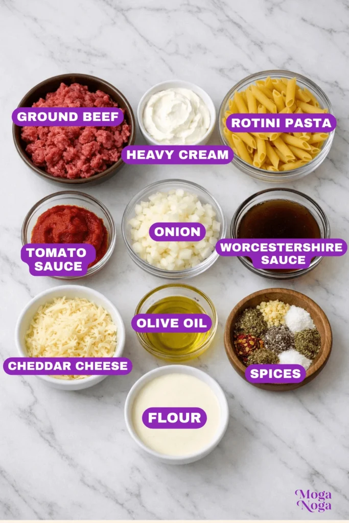 Creamy Beef Pasta-ingredients