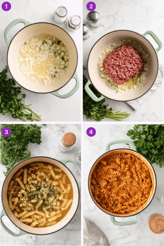 Creamy Beef Pasta-steps