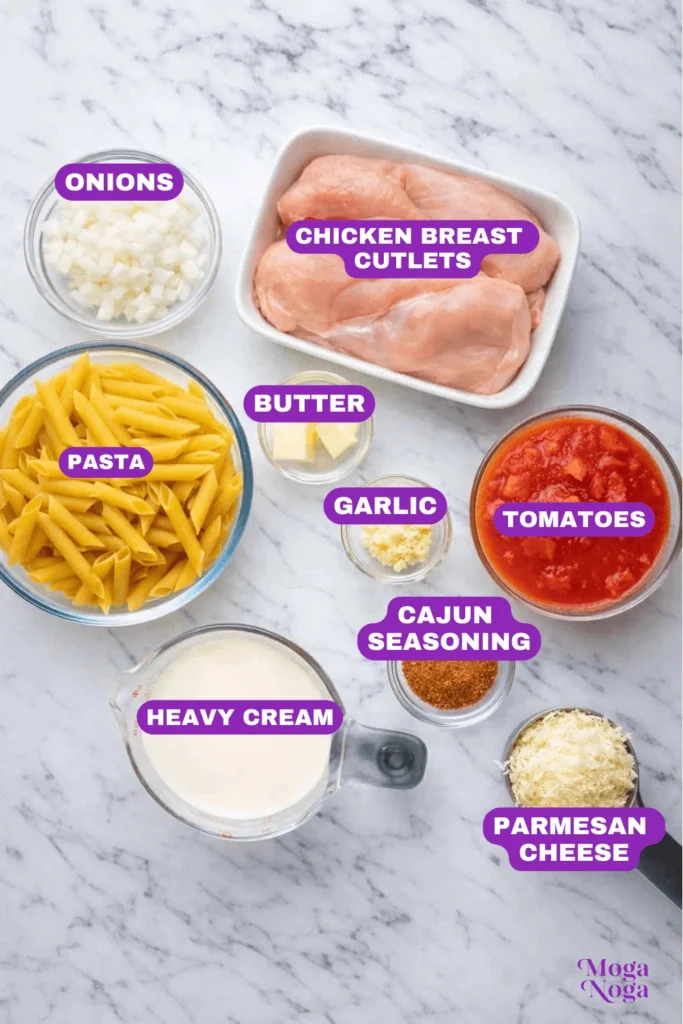 Creamy Cajun Chicken Pasta-ingredients