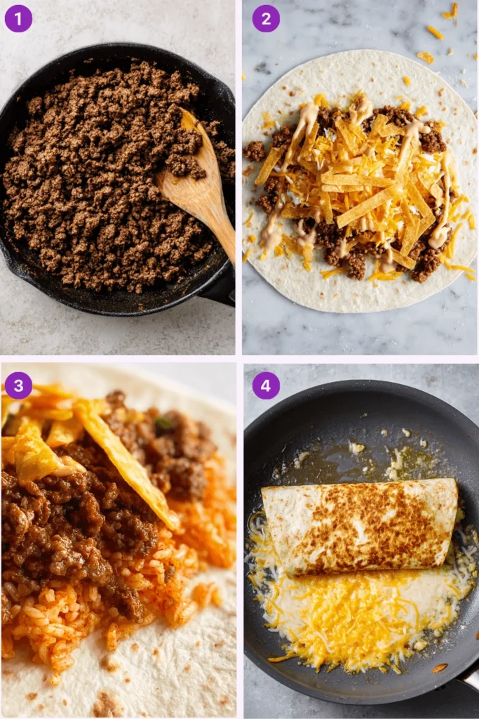 Easy Grilled Cheese Burrito-steps