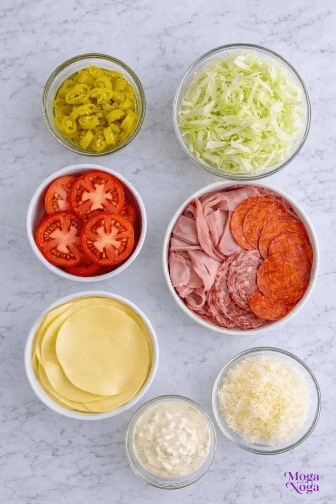 Italian Grinder Salad Sandwich-ingredients