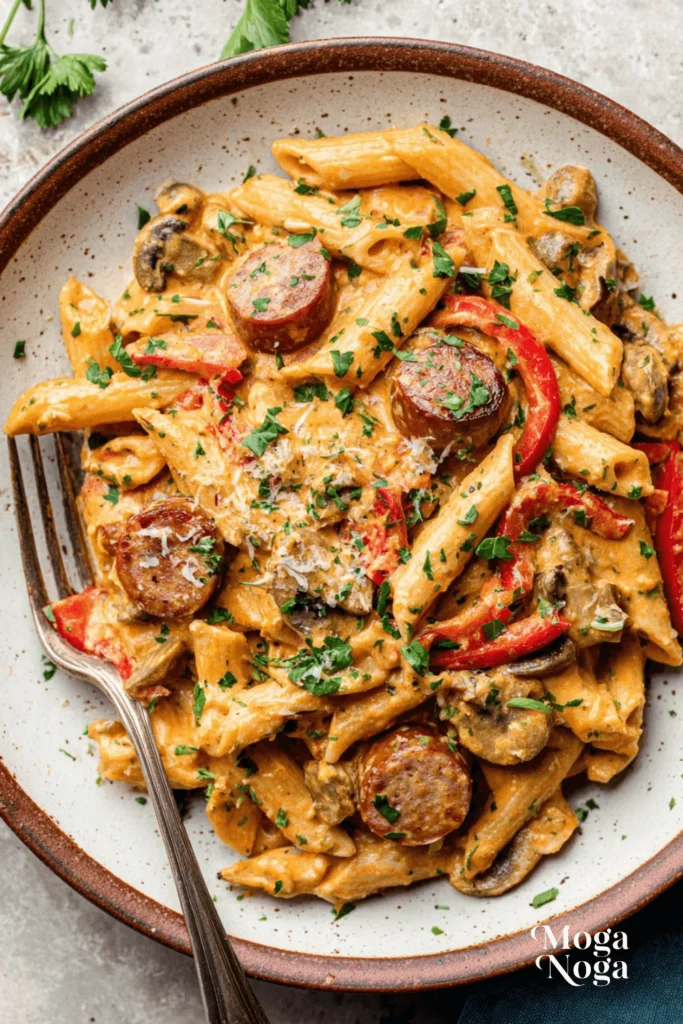 One Pot Creamy Cajun Sausage Pasta-1