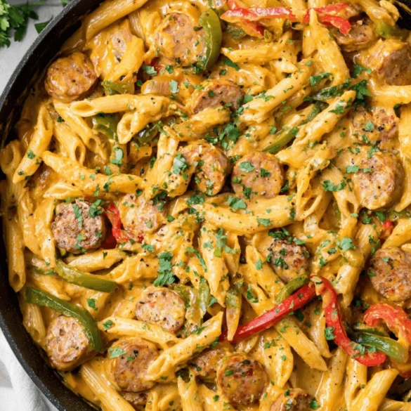 One Pot Creamy Cajun Sausage Pasta