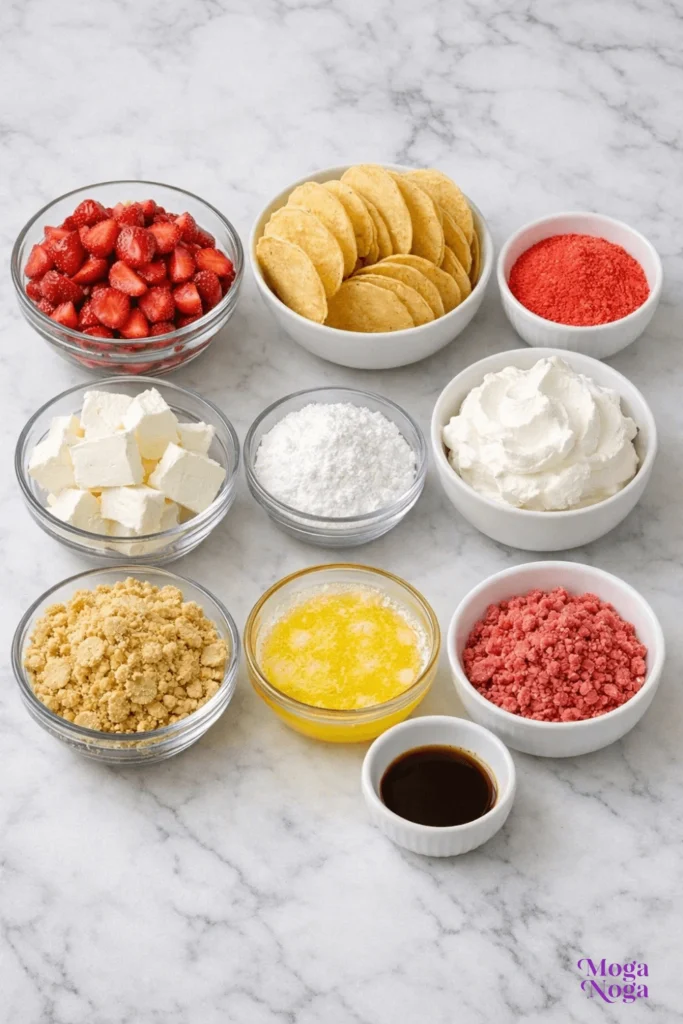 Strawberry Crunch Cheesecake Tacos-ingredients
