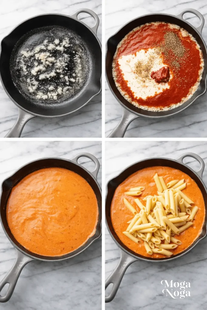 creamy tomato garlic pasta3