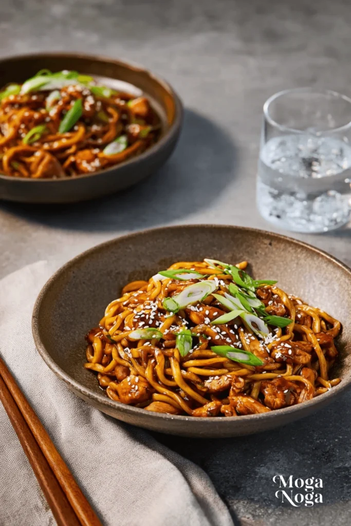 sticky garlic chicken noodles-2