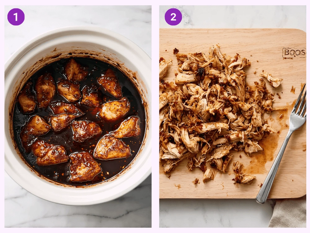 sticky garlic chicken noodles-steps