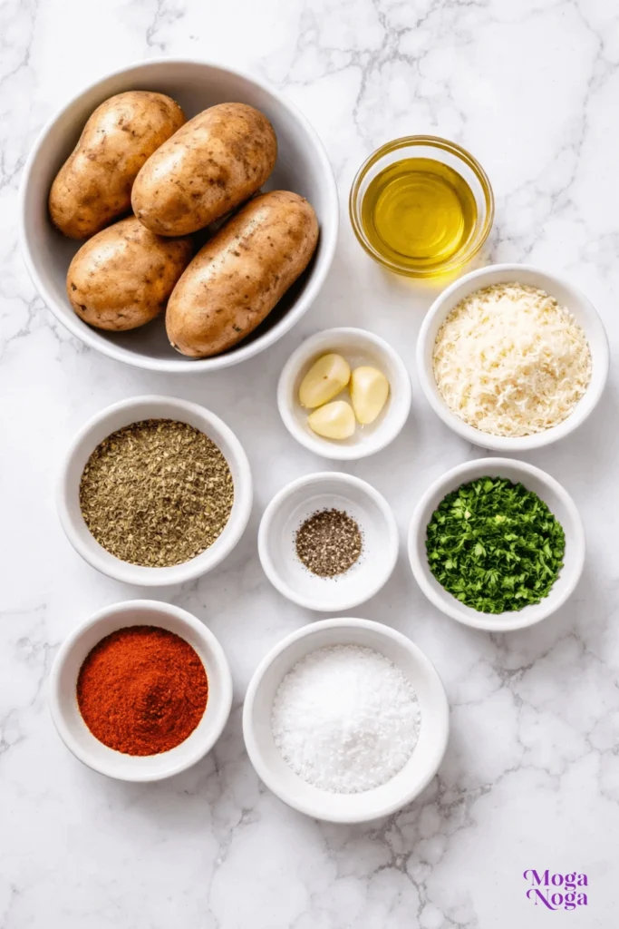 Baked Garlic Parmesan Potato Wedges-ingredients