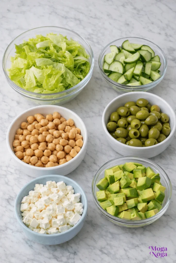 Chickpea Feta Avocado Salad-ingredients