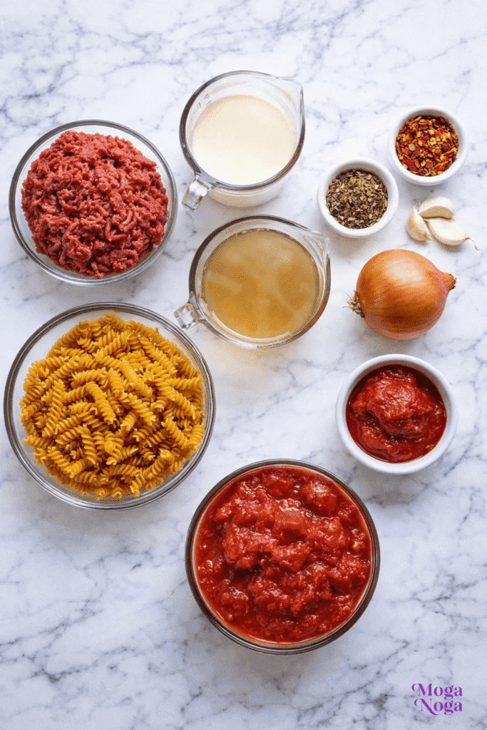 Creamy Beef Pasta Recipe-ingredients