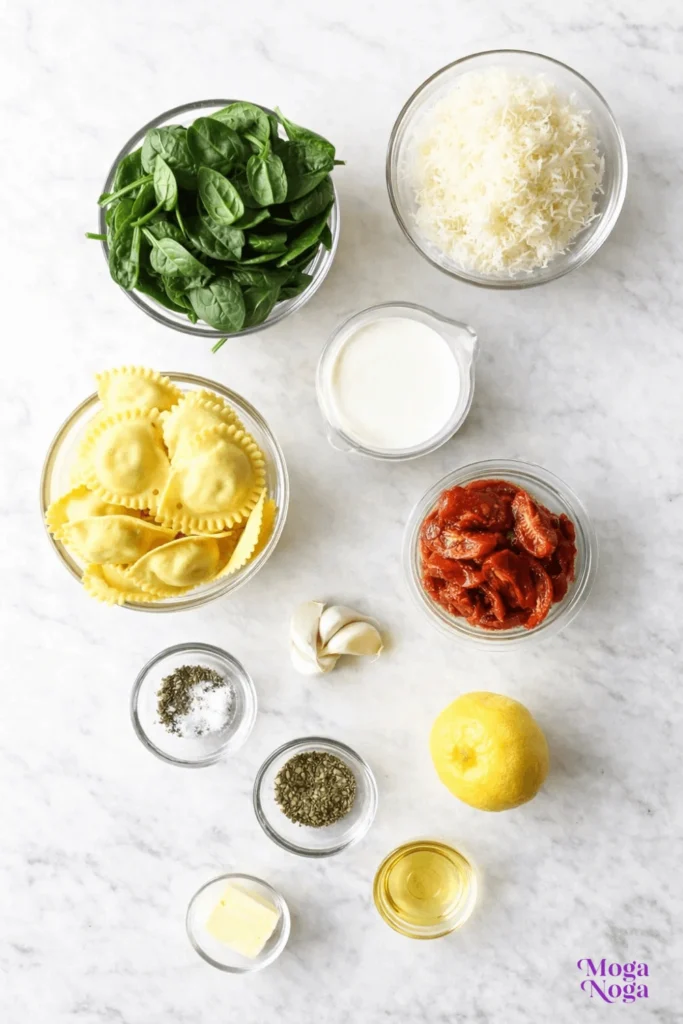 Creamy Tuscan Ravioli-ingredients