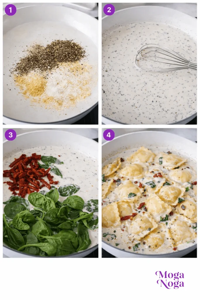 Creamy Tuscan Ravioli-steps