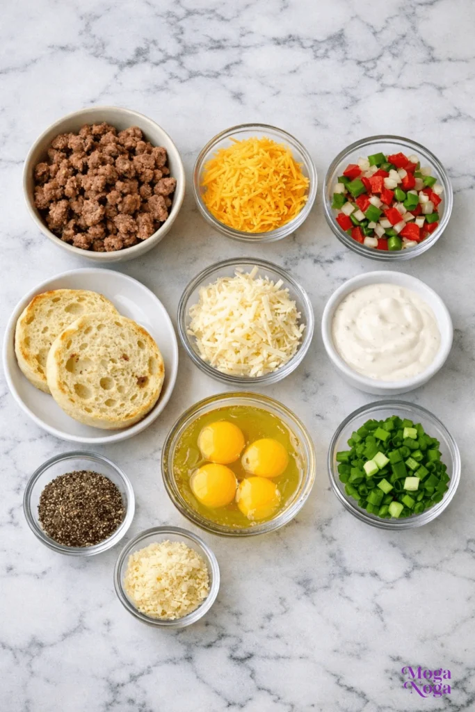 English Muffin Breakfast Pizza-ingredients
