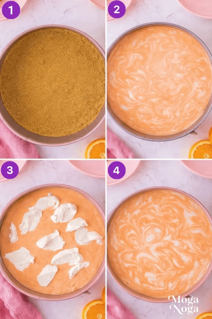 No-Bake Orange Creamsicle Cheesecake-steps