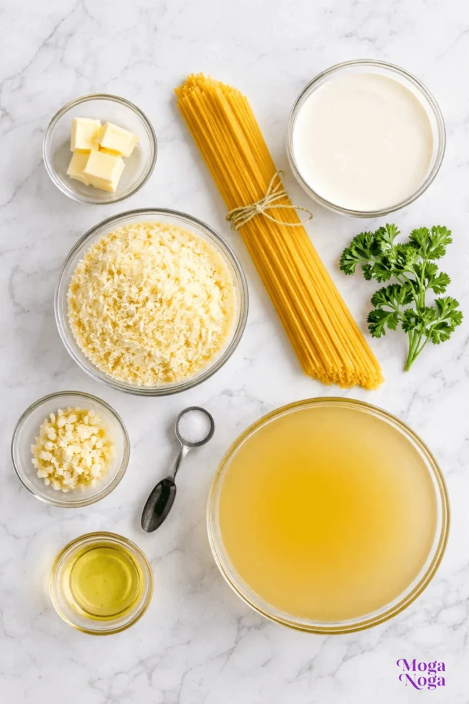 One Pot Creamy Garlic Pasta-ingredients