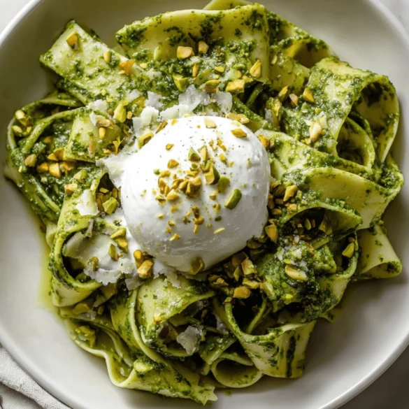 Pistachio Pesto Pasta with Burrata
