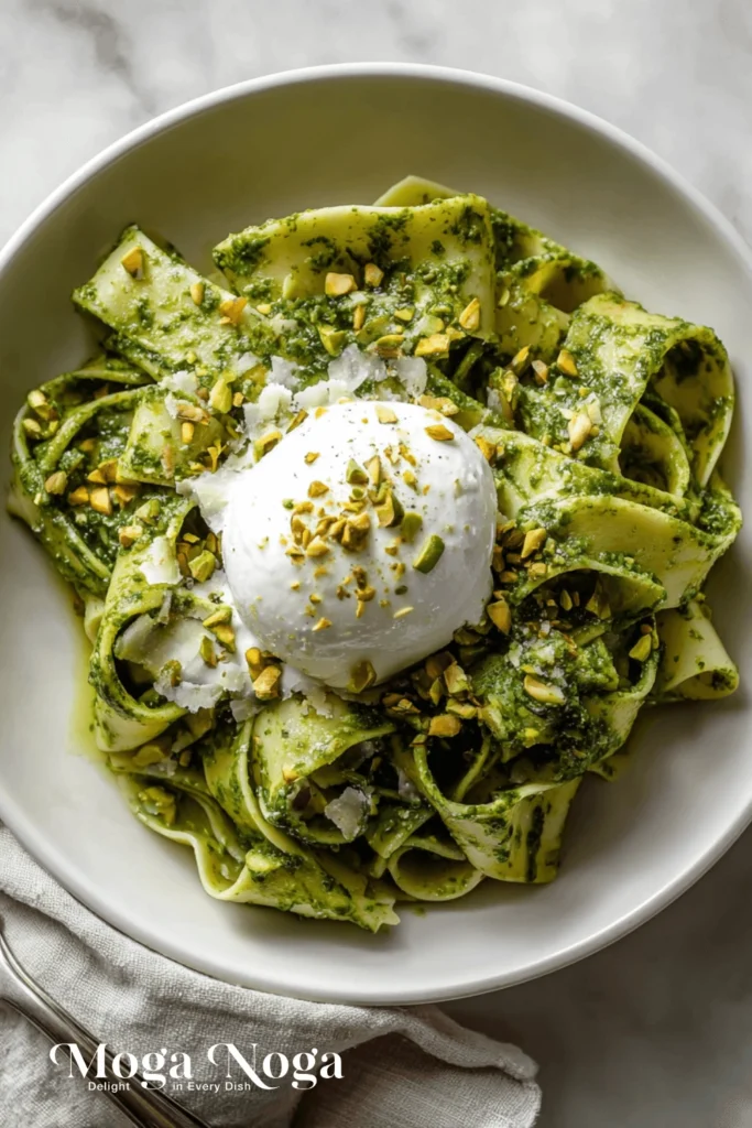 Pistachio Pesto Pasta with Burrata
