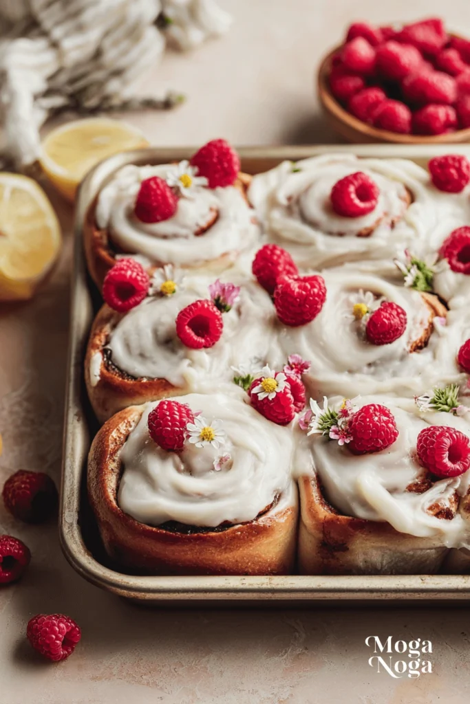 Raspberry Cinnamon Rolls with Lemon Glaze-1