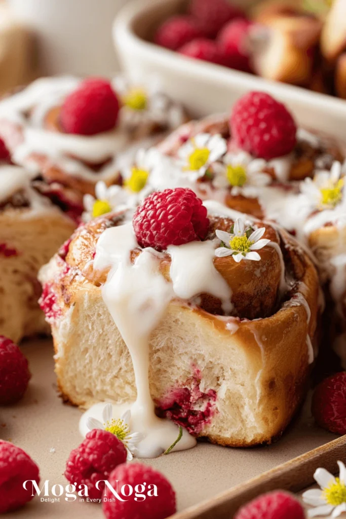 Raspberry Cinnamon Rolls with Lemon Glaze