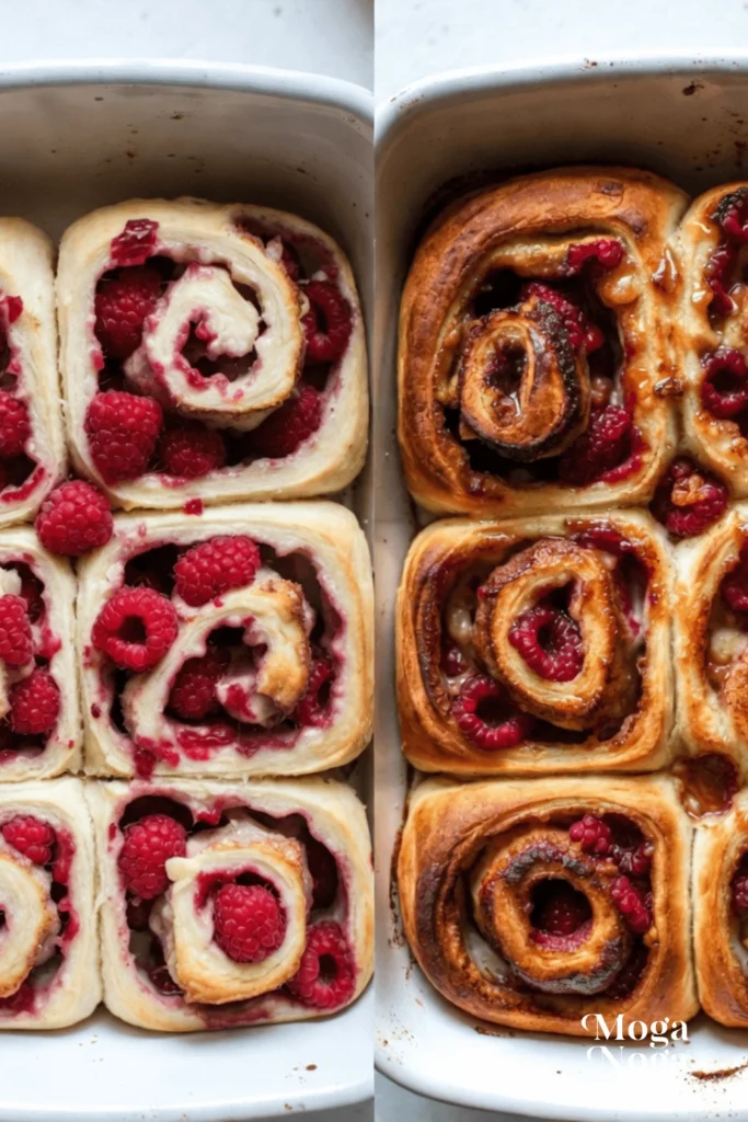Raspberry Cinnamon Rolls with Lemon Glaze-steps
