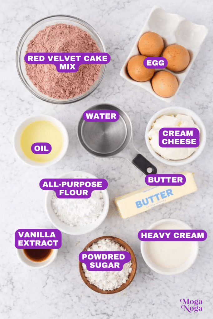 Red Velvet Cheesecake Swirl Cake-ingredients