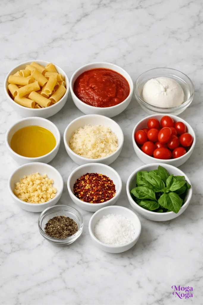 Spicy Burrata Rigatoni Recipe-ingredients