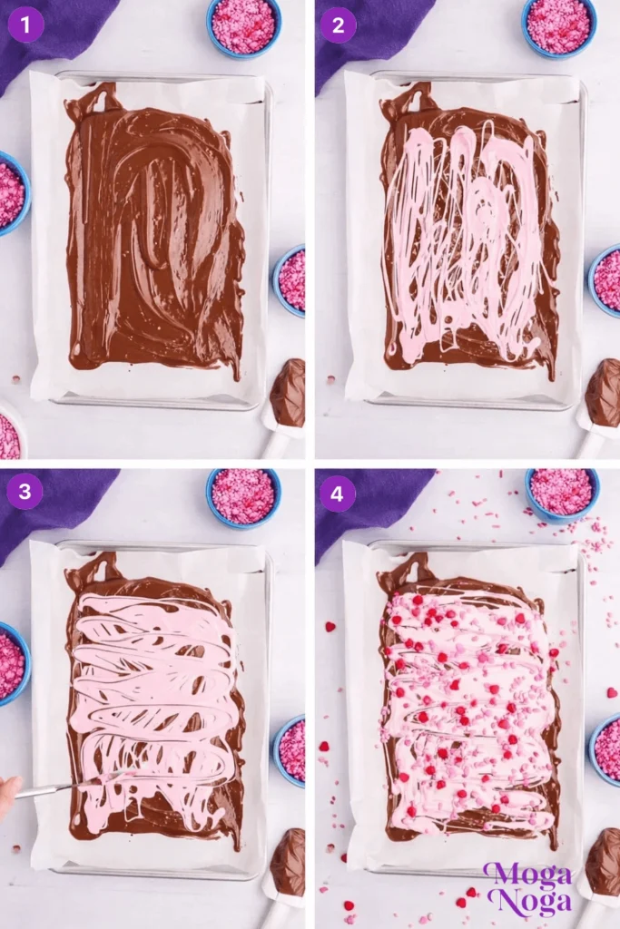 Valentine’s Chocolate Bark Recipe-steps