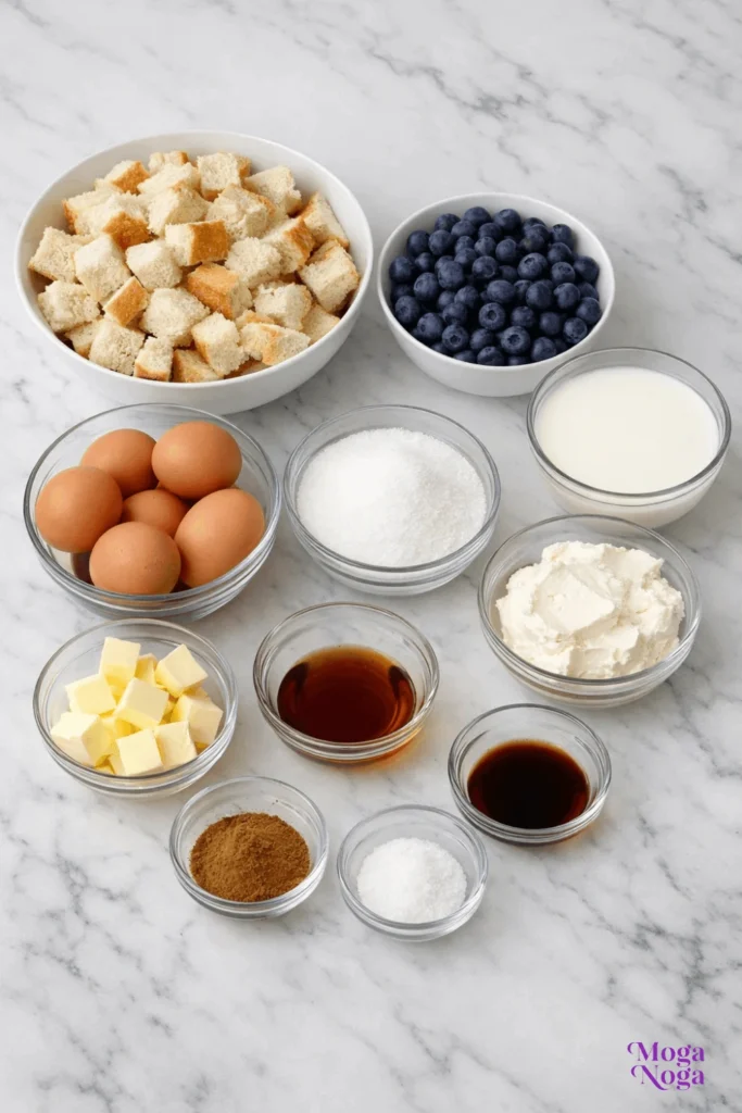 blueberry french toast casserole-ingredients