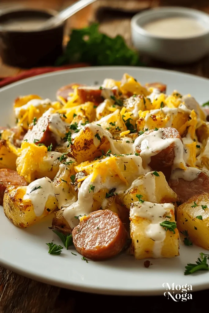 cheesy ranch potatoes and smoked sausage-1