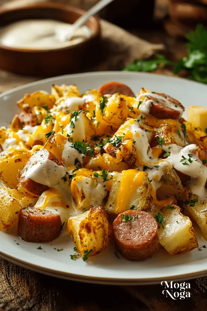 cheesy ranch potatoes and smoked sausage-3