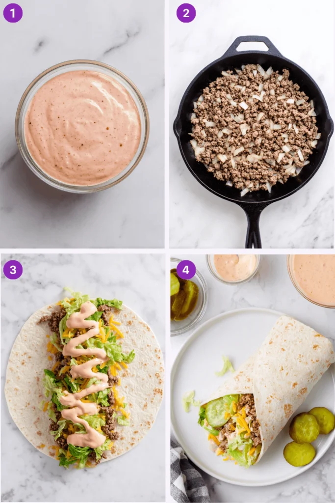 homemade big mac wraps-steps